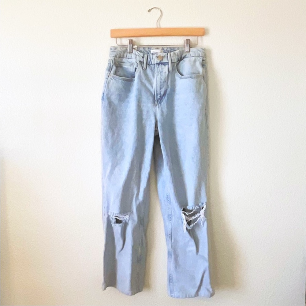 Good American Good 90's Jeans Distressed Knee Light Wash Size 8 / 29 - Picture 6 of 7